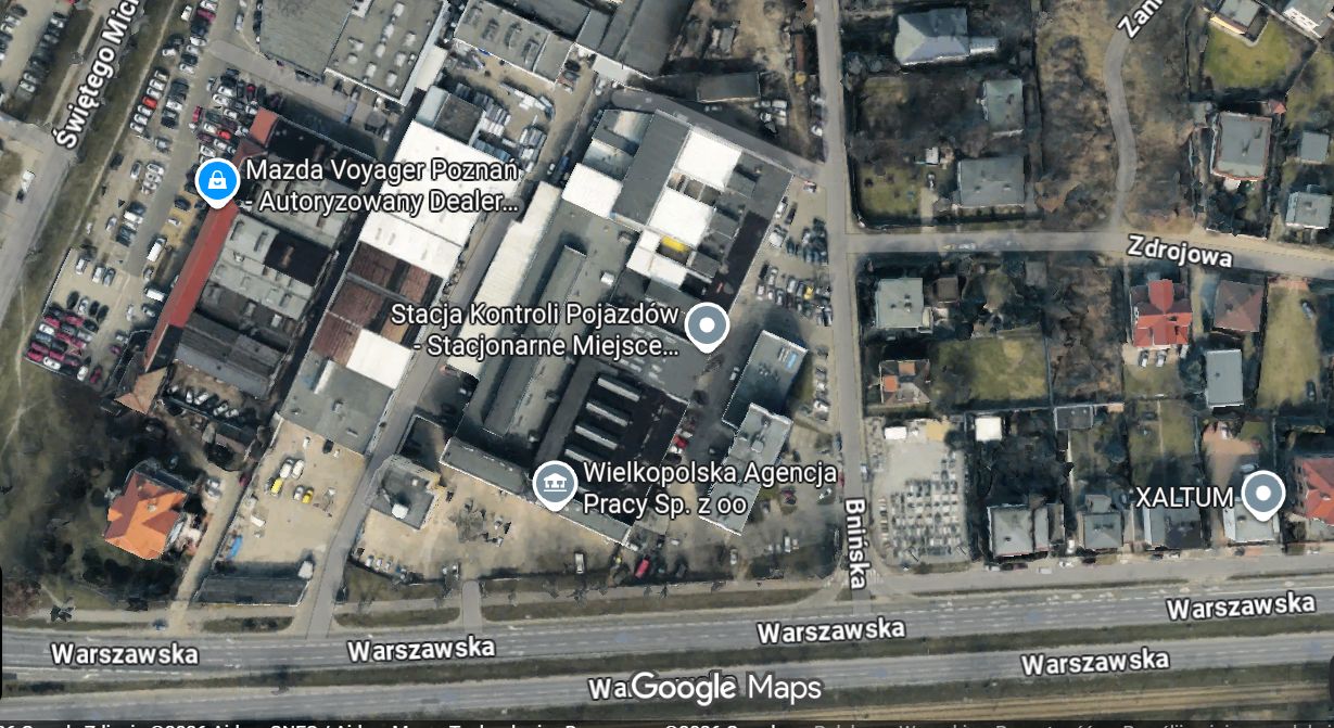 Satelitarne zdjęcie okolicy warsztatu